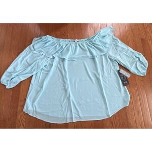 VIP Avenue Blouse Top Blue Size 22/24 NWT Off Shoulder